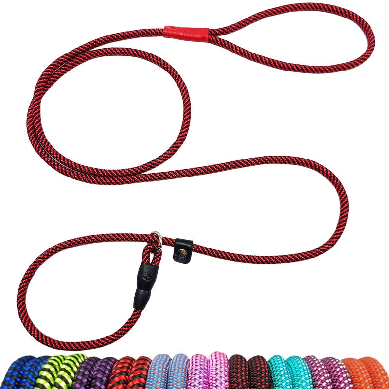 MayPaw Rope Dog Leash Slip Lead, 5 Ft Pet/Puppy Training Leash 1/4" Thin Nylon, Adjustable Pet Collar Lead for Small and X-Small Dogs - Image 1